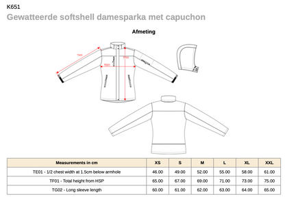 Gewatteerde Softshell Parka (Dames)